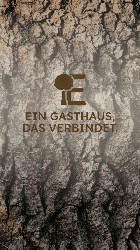 Animiertes Logo des Gasthaus zum Eichbaum auf wechselnden Untergründen in den Brandfarben des Branding-Designs von Alissia Ingra